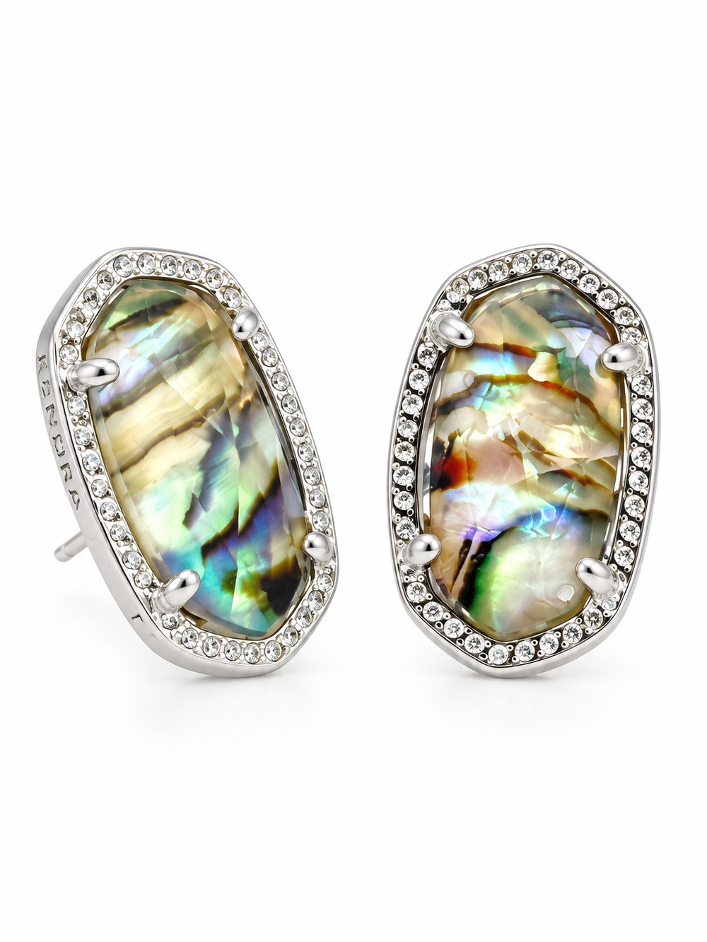 Kendra Scott Ellie silver earrings in brown Abalone.